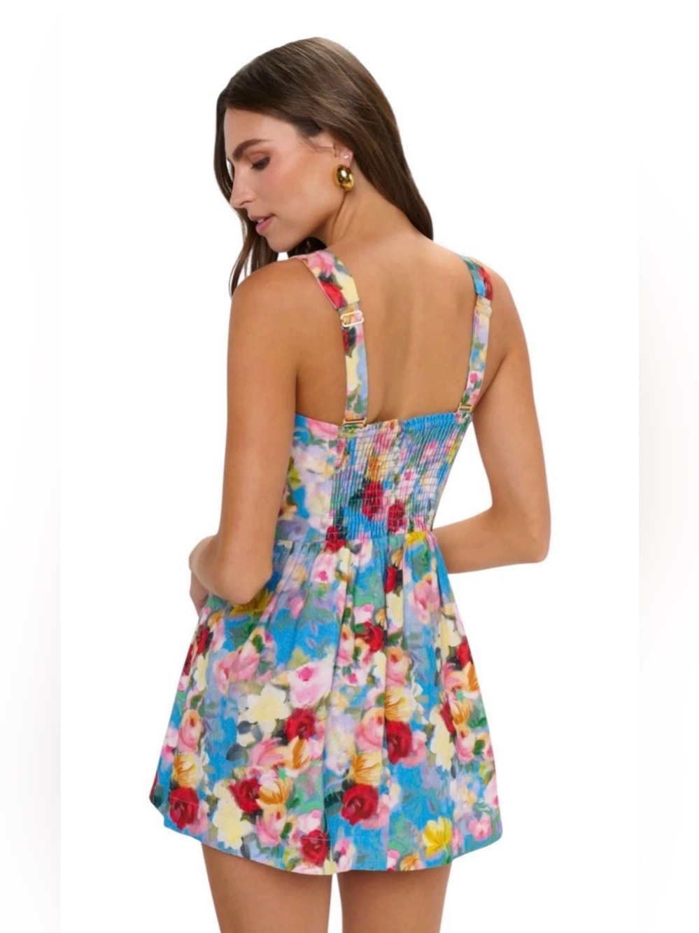 Show Me Your MuMu Nina Blue Floral Square-Neck Mini Dress - Picture 2 of 6